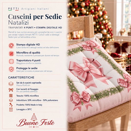 Cuscini per Sedie Natalizi Coprisedia Natalizi 6 Pezzi Fiocco Rosa Piume