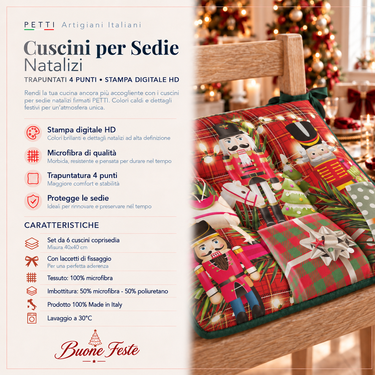 Coussins de chaise de Noël Housses de chaise de Noël 6 pièces Soldats de plomb