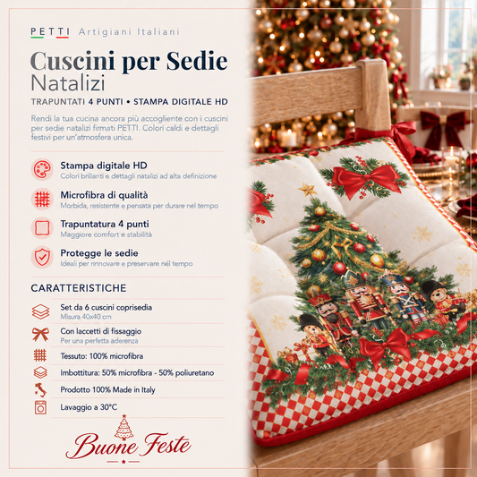 Cuscini per Sedie Natalizi Coprisedia Natalizi 6 Pezzi Schiaccianoci Rosso