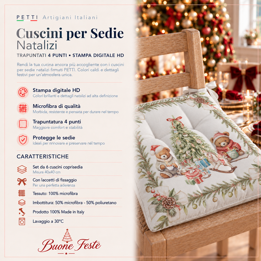 Coussins de chaise de Noël, Housses de chaise de Noël 6 pièces Xmas Ours