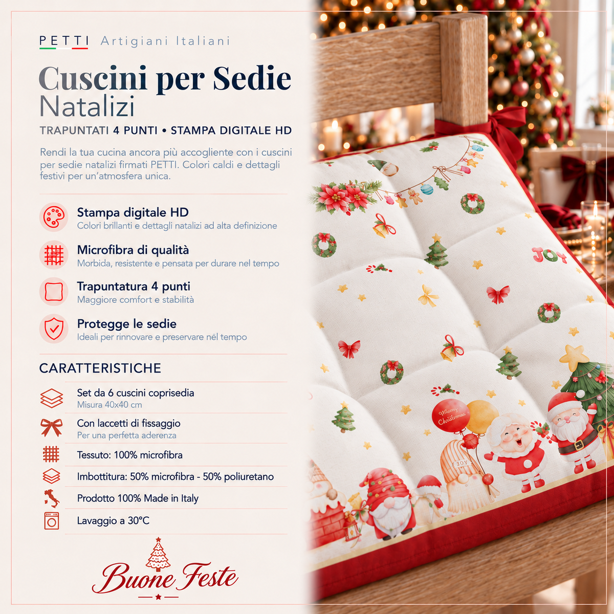 Cuscini per Sedie Natalizi Coprisedia Natalizi 6 Pezzi Gnomo