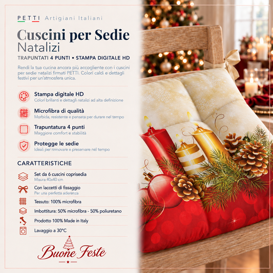 Cuscini per Sedie Natalizi Coprisedia Natalizi 6 Pezzi Candele