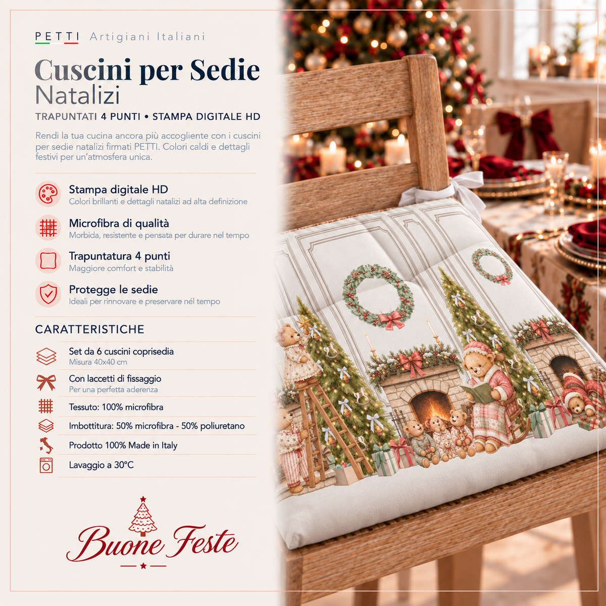 Cuscini per Sedie Natalizi Coprisedia Natalizi Teddy House