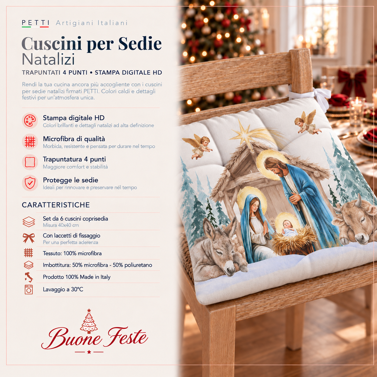 Cuscini per Sedie Natalizi Coprisedia Natalizi Miracolo