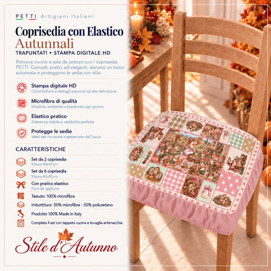 Cuscini per Sedie con Elastico Coprisedia in Stampa Digitale Pink Autumn