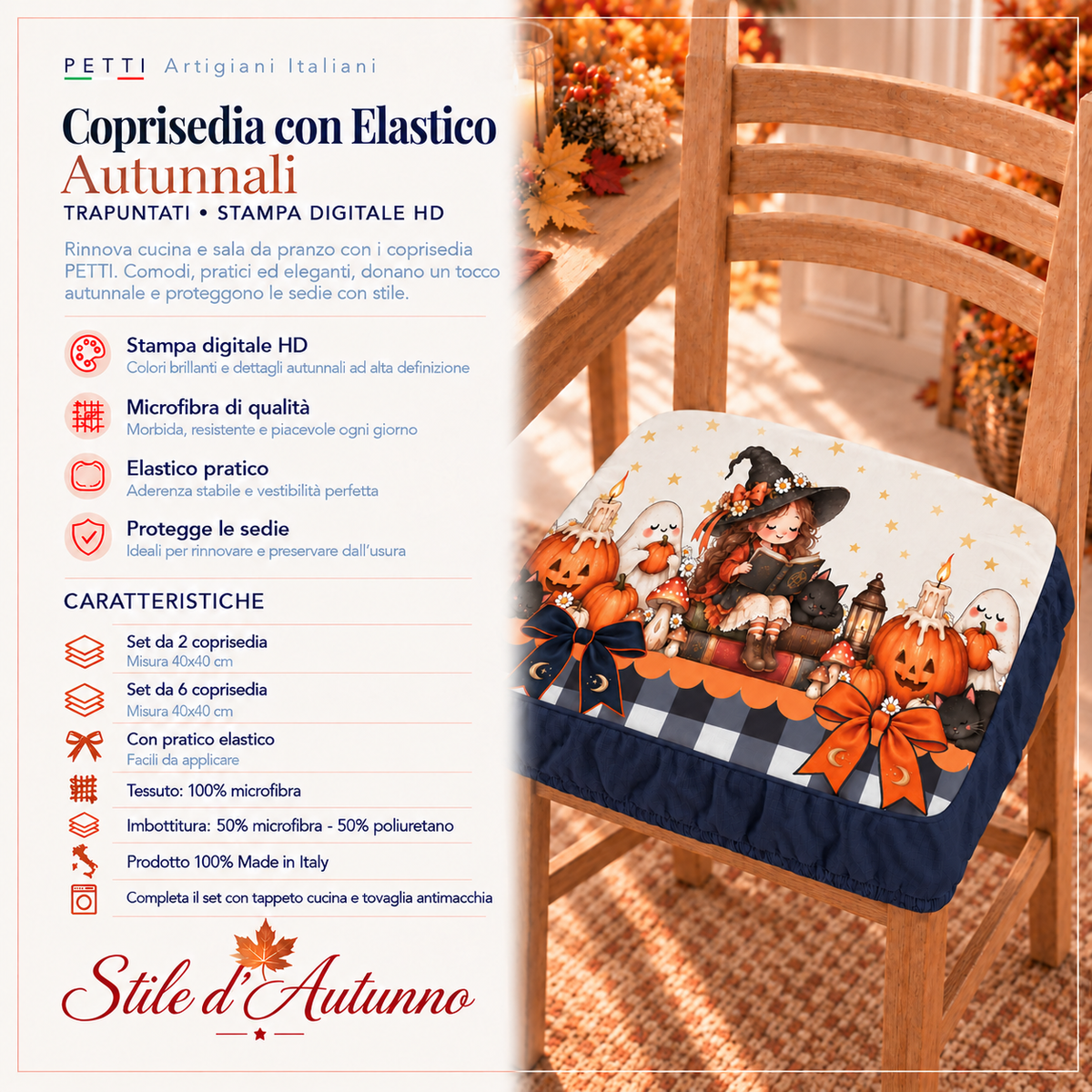 Cuscini per Sedie con Elastico Coprisedia in Stampa Digitale Witch