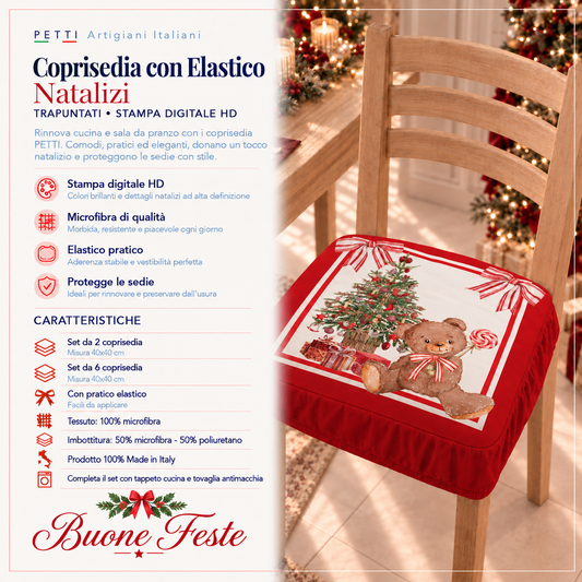 Coprisedia Natalizi con Elastico in Stampa Digitale Orsetto