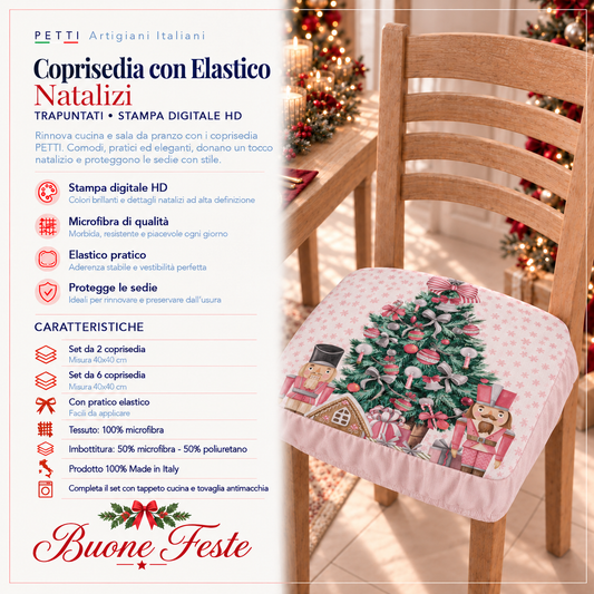 Coprisedia Natalizi con Elastico in Stampa Digitale Soldatini Rosa