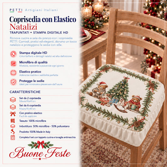Coprisedia Natalizi con Elastico in Stampa Digitale Xmas Bears