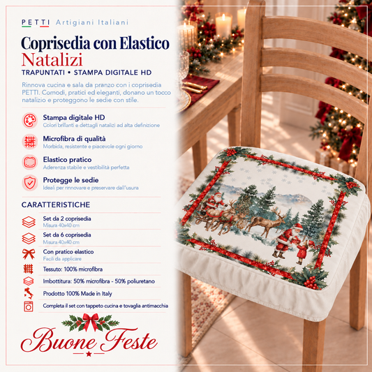 Coprisedia Natalizi con Elastico in Stampa Digitale Xmas Santa's Land