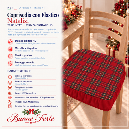 Coprisedia Natalizi con Elastico in Stampa Digitale Tartan