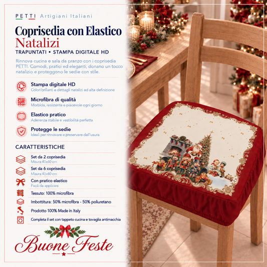 Coprisedia Natalizi con Elastico in Stampa Digitale Vintage Xmas