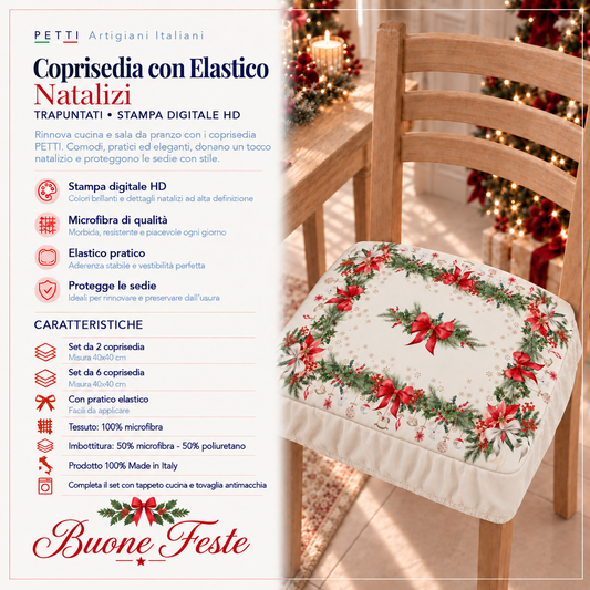 Coprisedia Natalizi con Elastico in Stampa Digitale Ghirlanda Natale