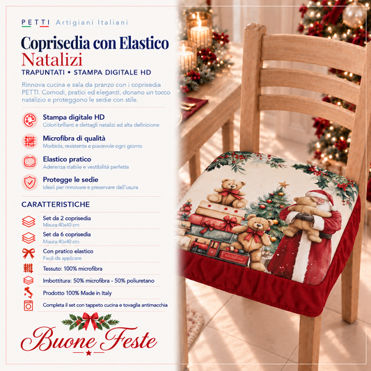 Coprisedia Natalizi con Elastico in Stampa Digitale Sweet Santa
