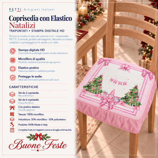 Coprisedia Natalizi con Elastico in Stampa Digitale Gnomo Rosa