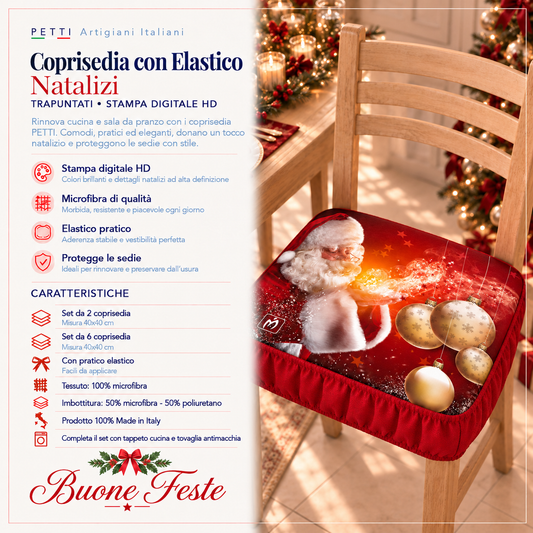 Coprisedia Natalizi con Elastico in Stampa Digitale Babbo Natale