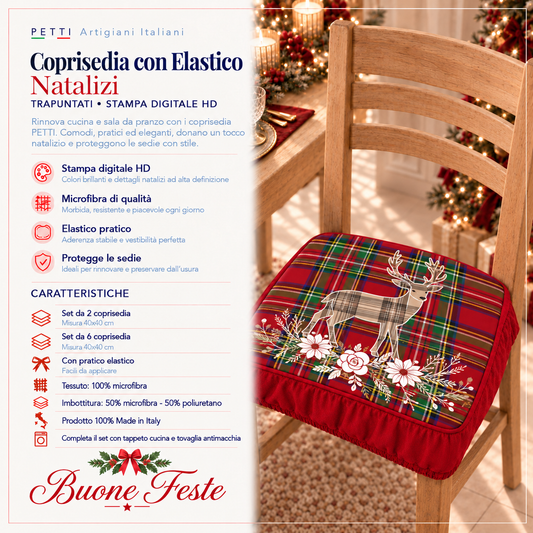 Coprisedia Natalizi con Elastico in Stampa Digitale Renna Beige