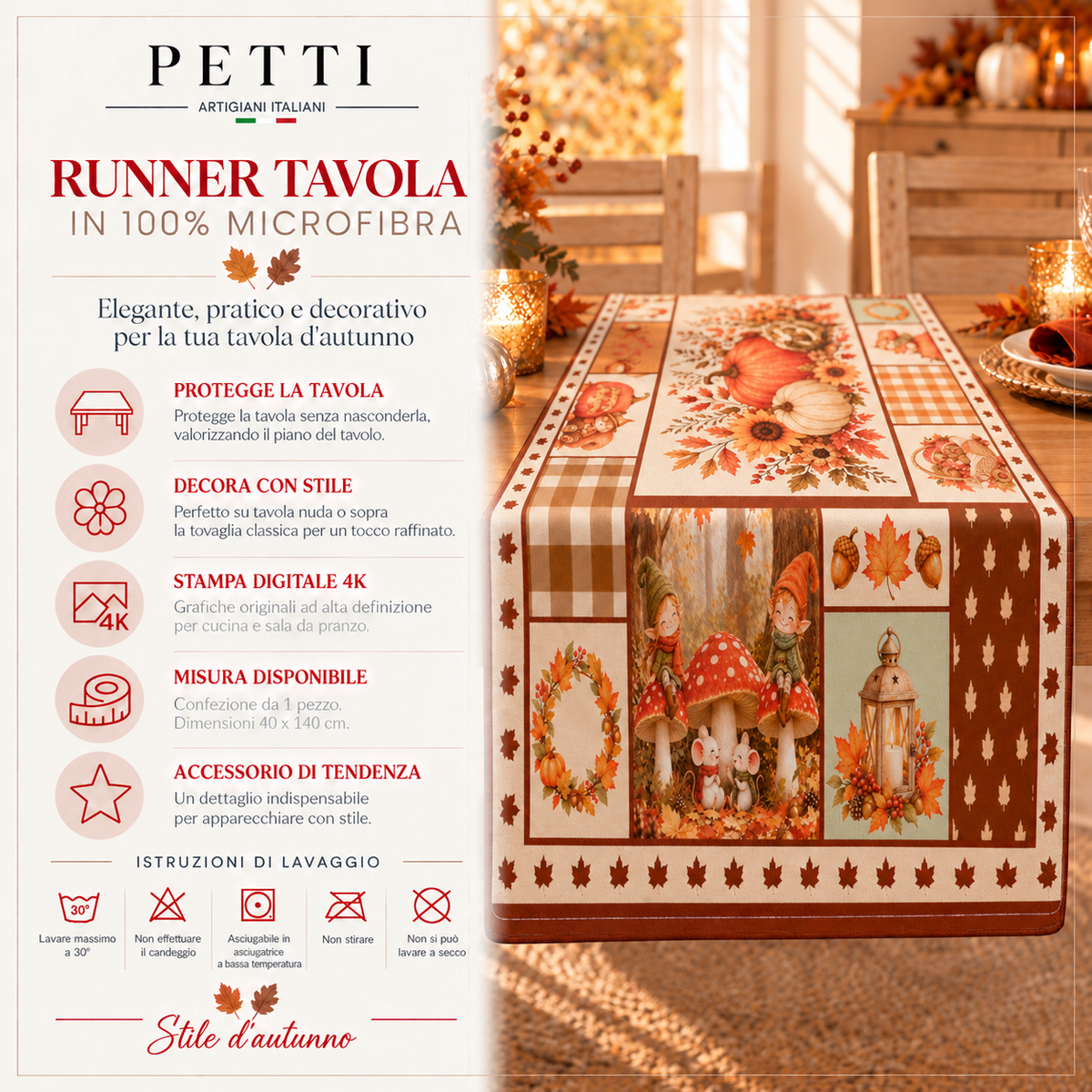 Runner Tavola, Tovaglia Runner, Runner Cucina Autumn