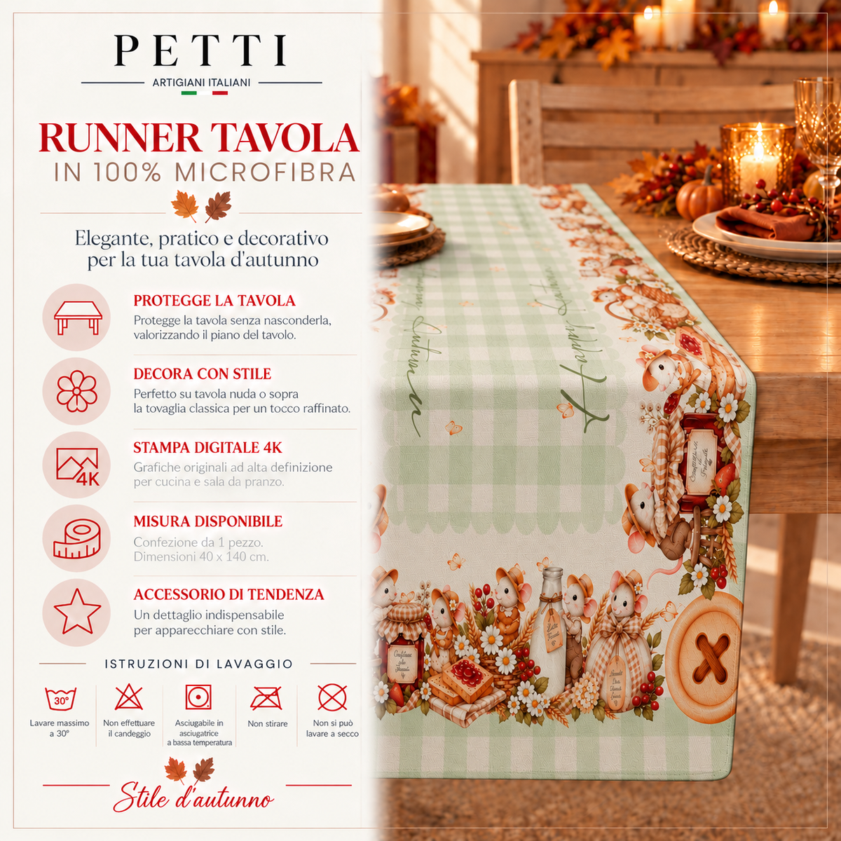 Runner Tavola, Tovaglia Runner, Runner Cucina Country