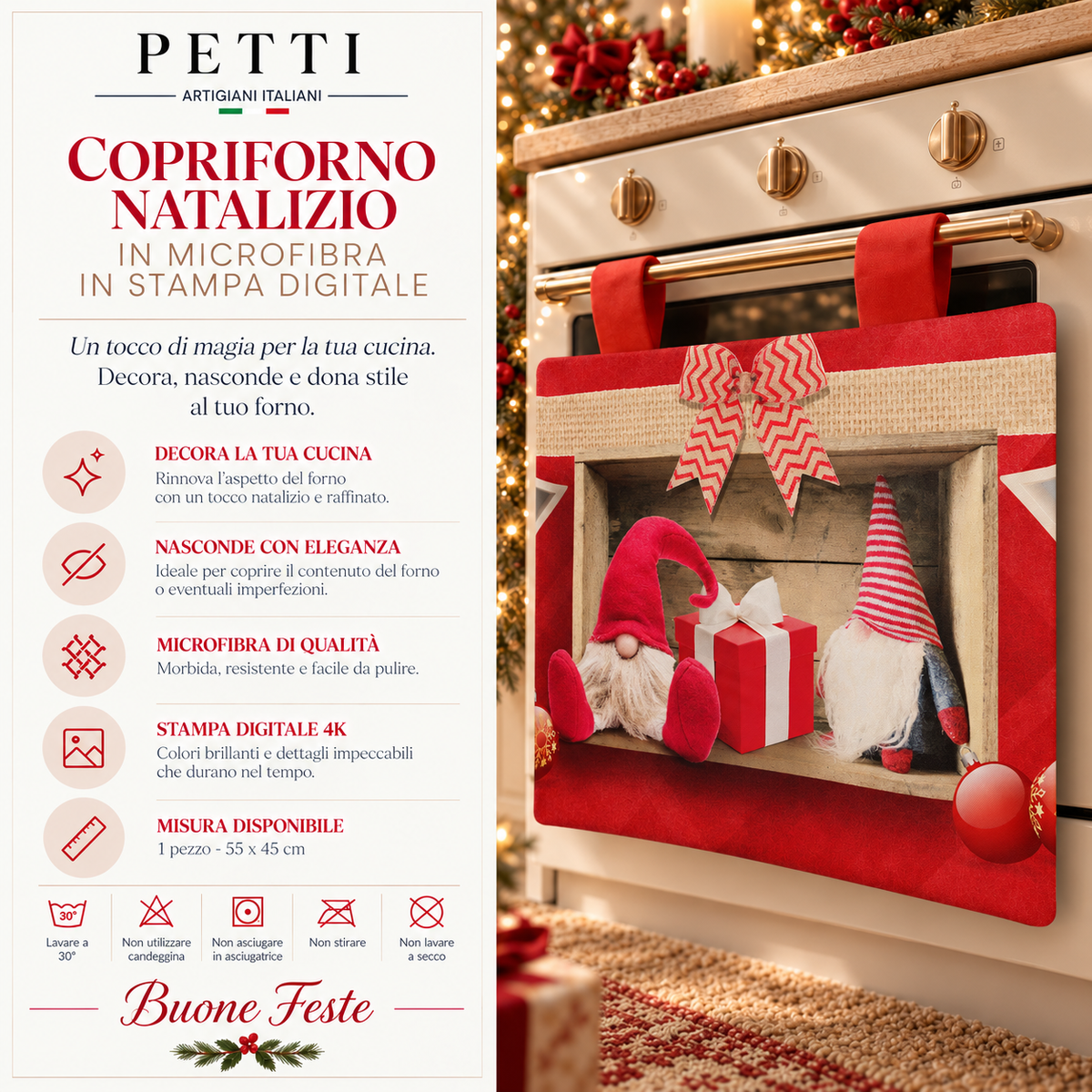 Housse de four de Noël pour cuisine en impression numérique Lutin