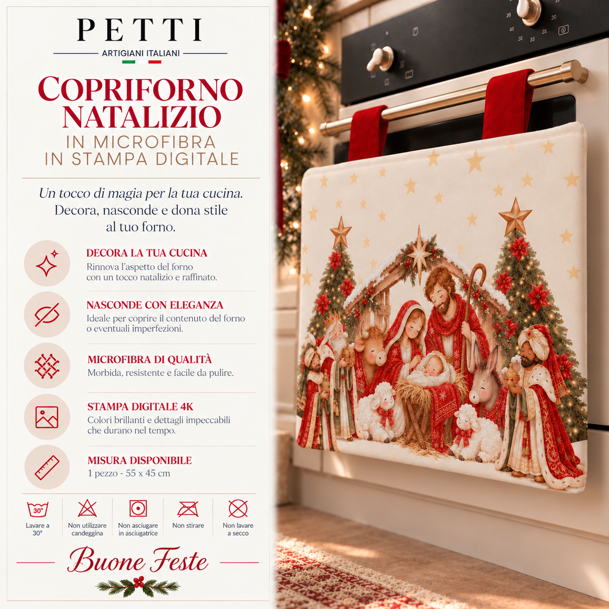 Copriforno Natalizio per Cucina in Stampa Digitale Jesus 02