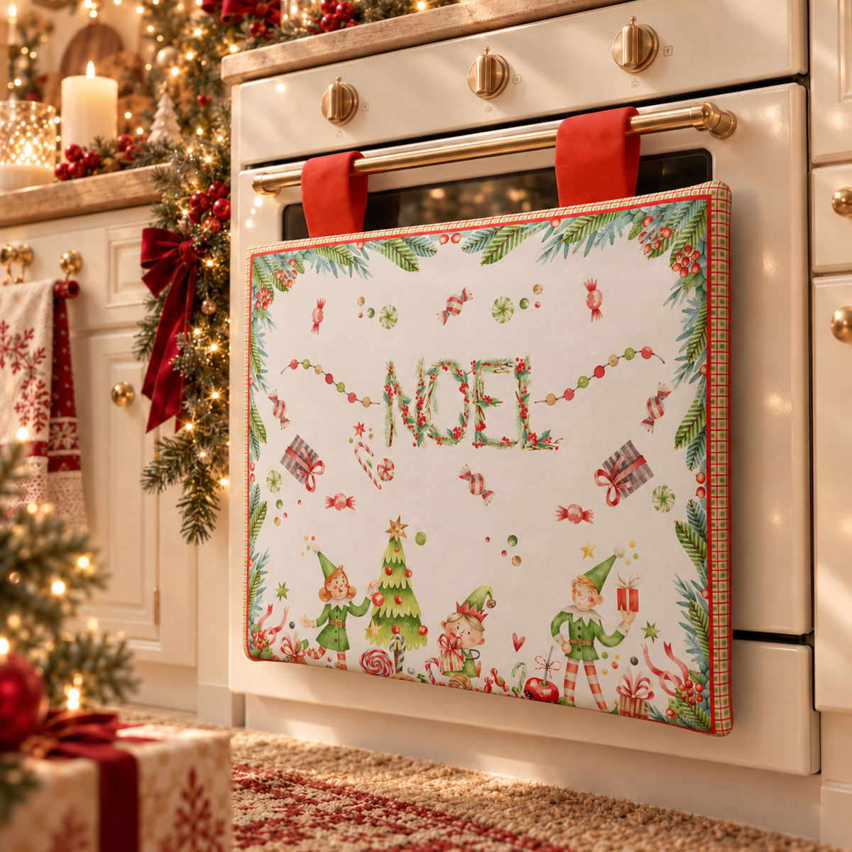 Copriforno Natalizio per Cucina in Stampa Digitale Noel