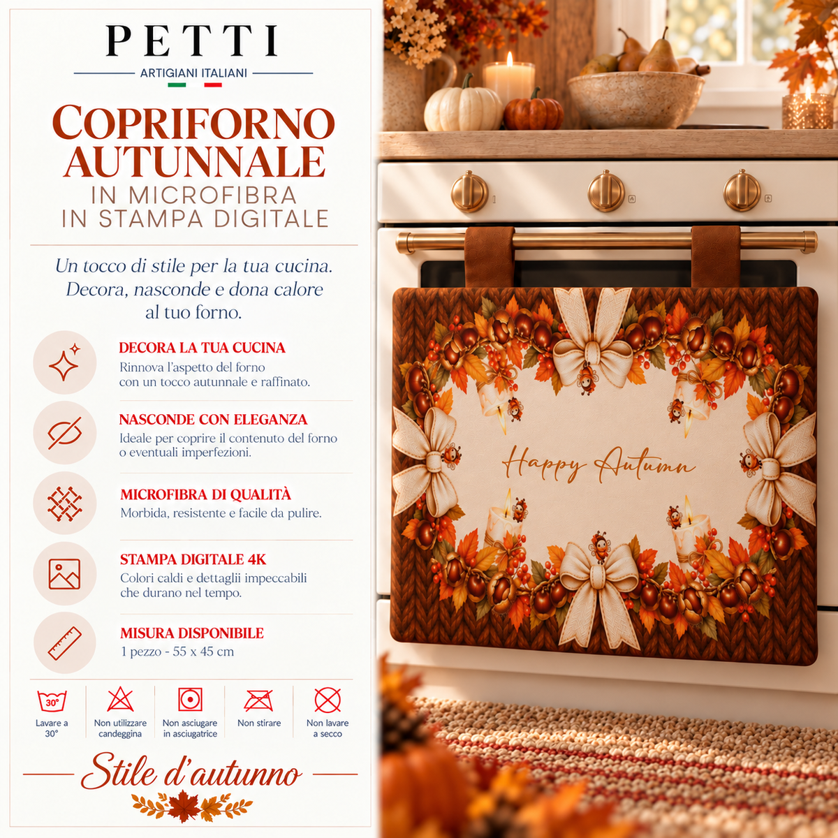 Copriforno per Cucina in Stampa Digitale Castagne