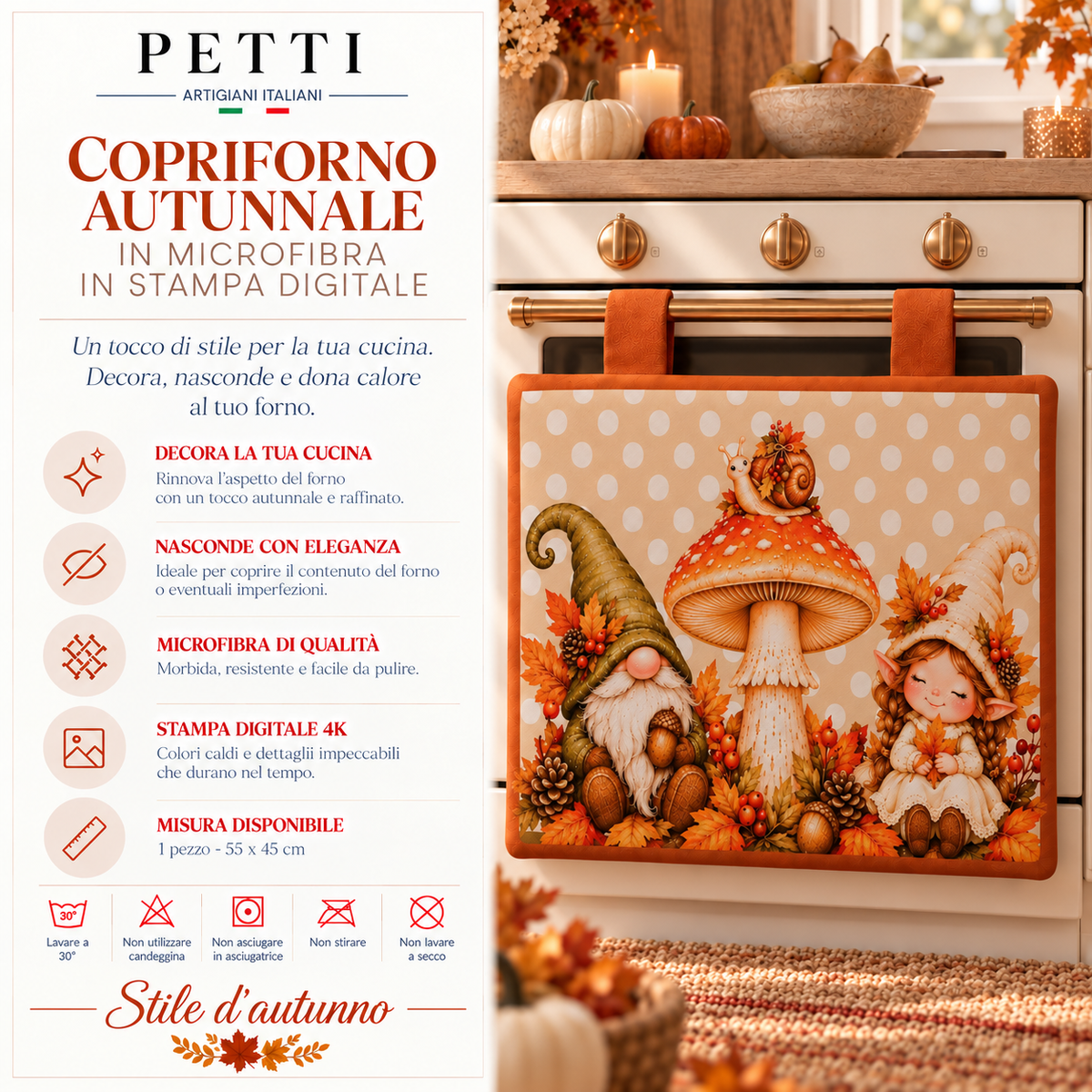 Copriforno per Cucina in Stampa Digitale Funghi