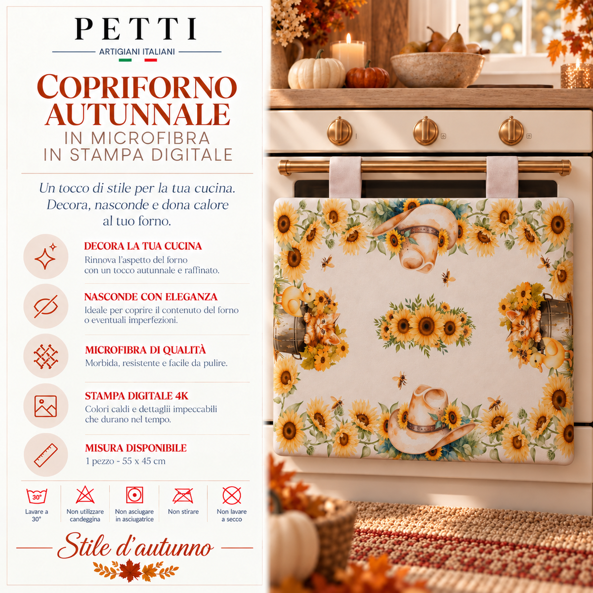 Copriforno per Cucina in Stampa Digitale Sunflowers