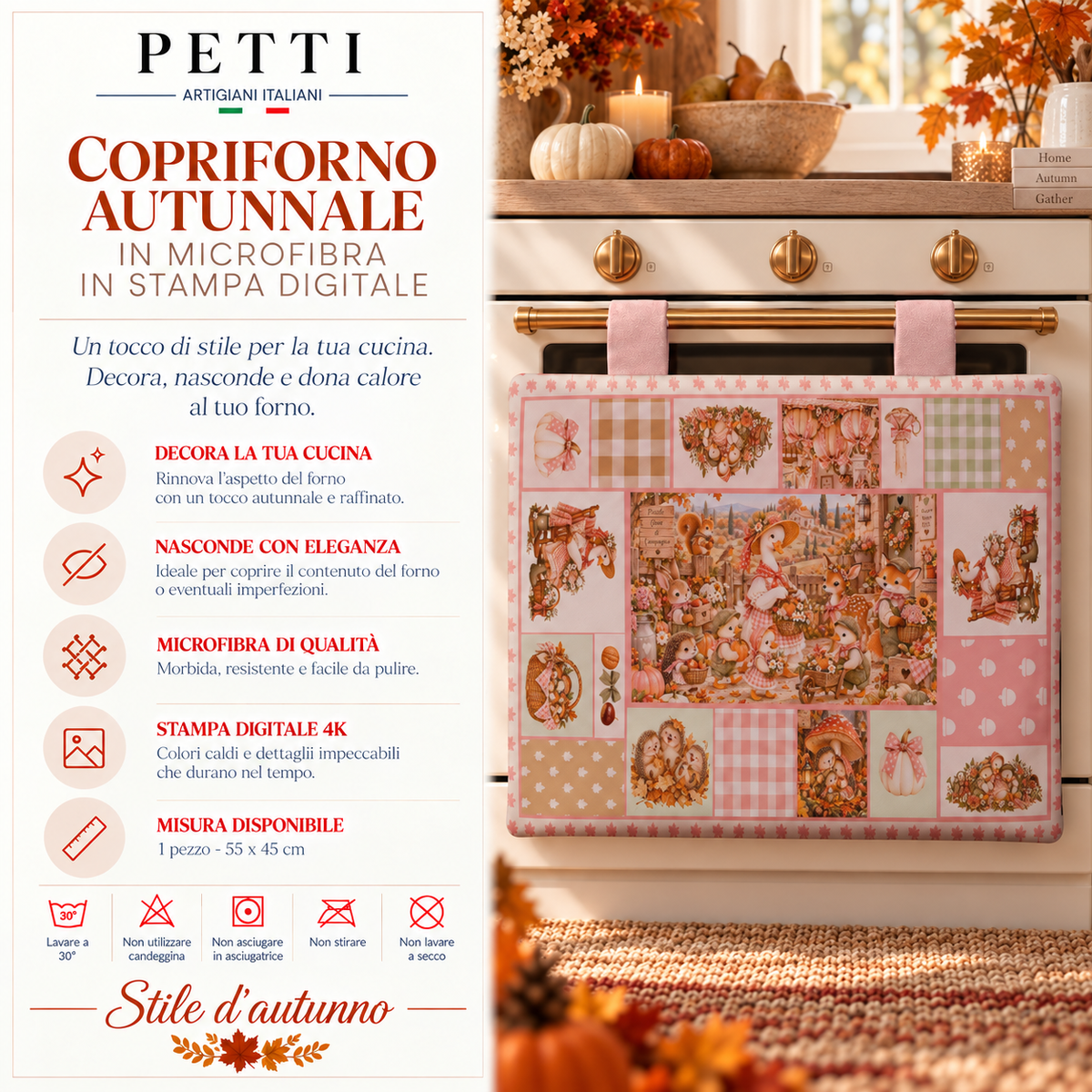 Copriforno per Cucina in Stampa Digitale Pink Autumn