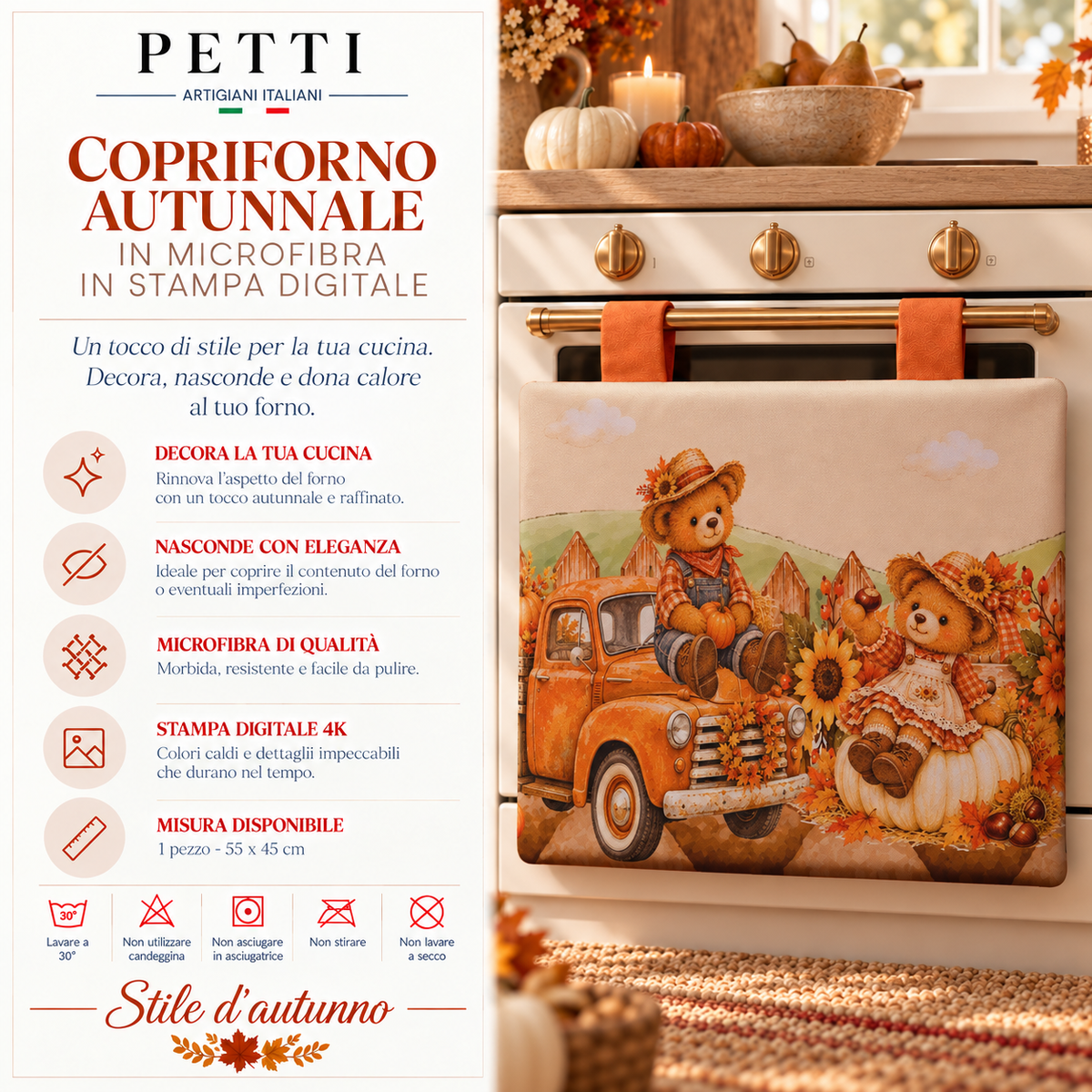 Copriforno per Cucina in Stampa Digitale Farm Teddy