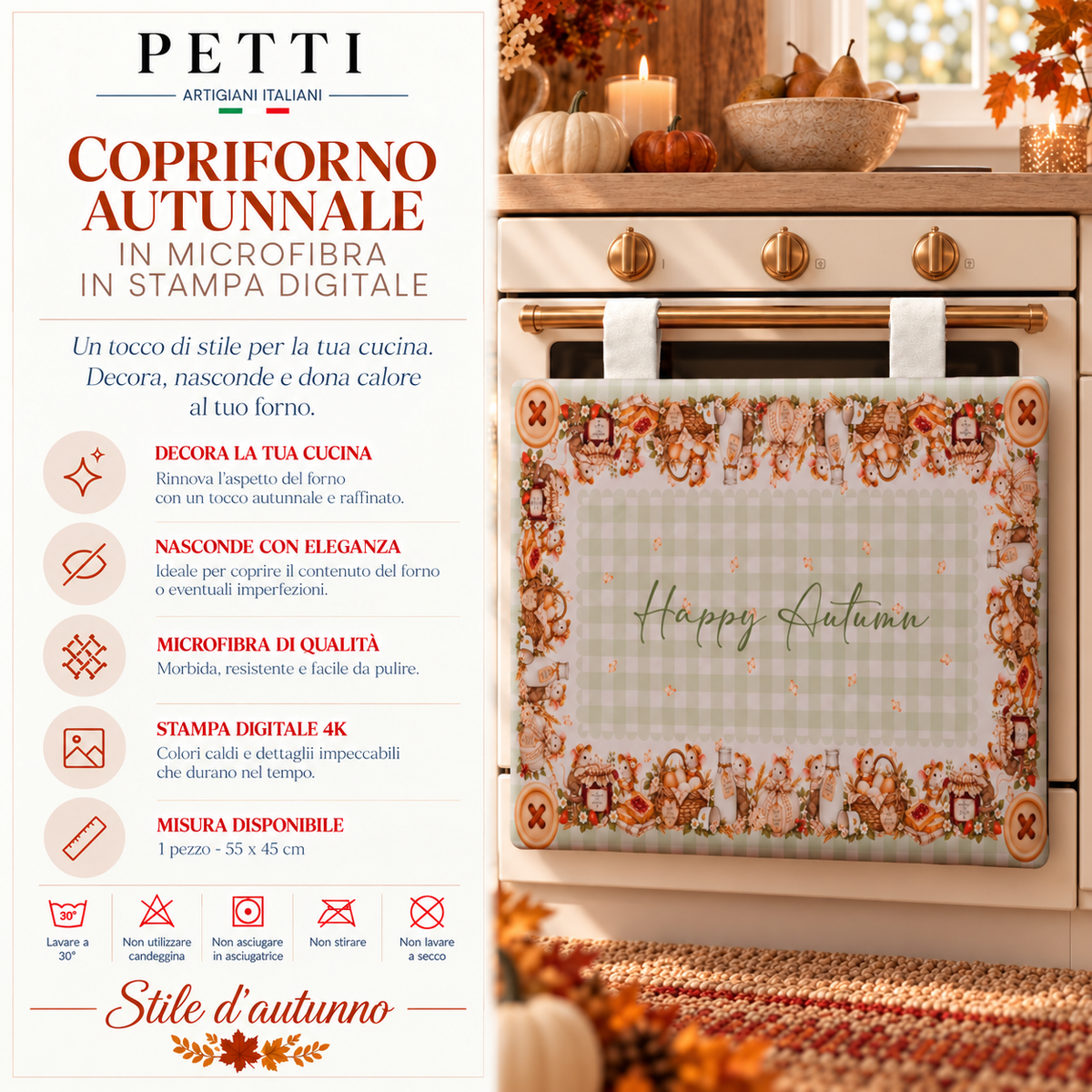 Copriforno per Cucina in Stampa Digitale Country