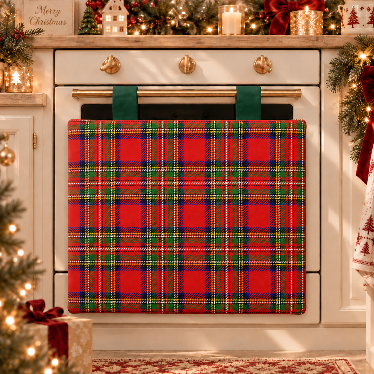 Copriforno Natalizio per Cucina in Stampa Digitale Tartan, Fantasia Scozzese