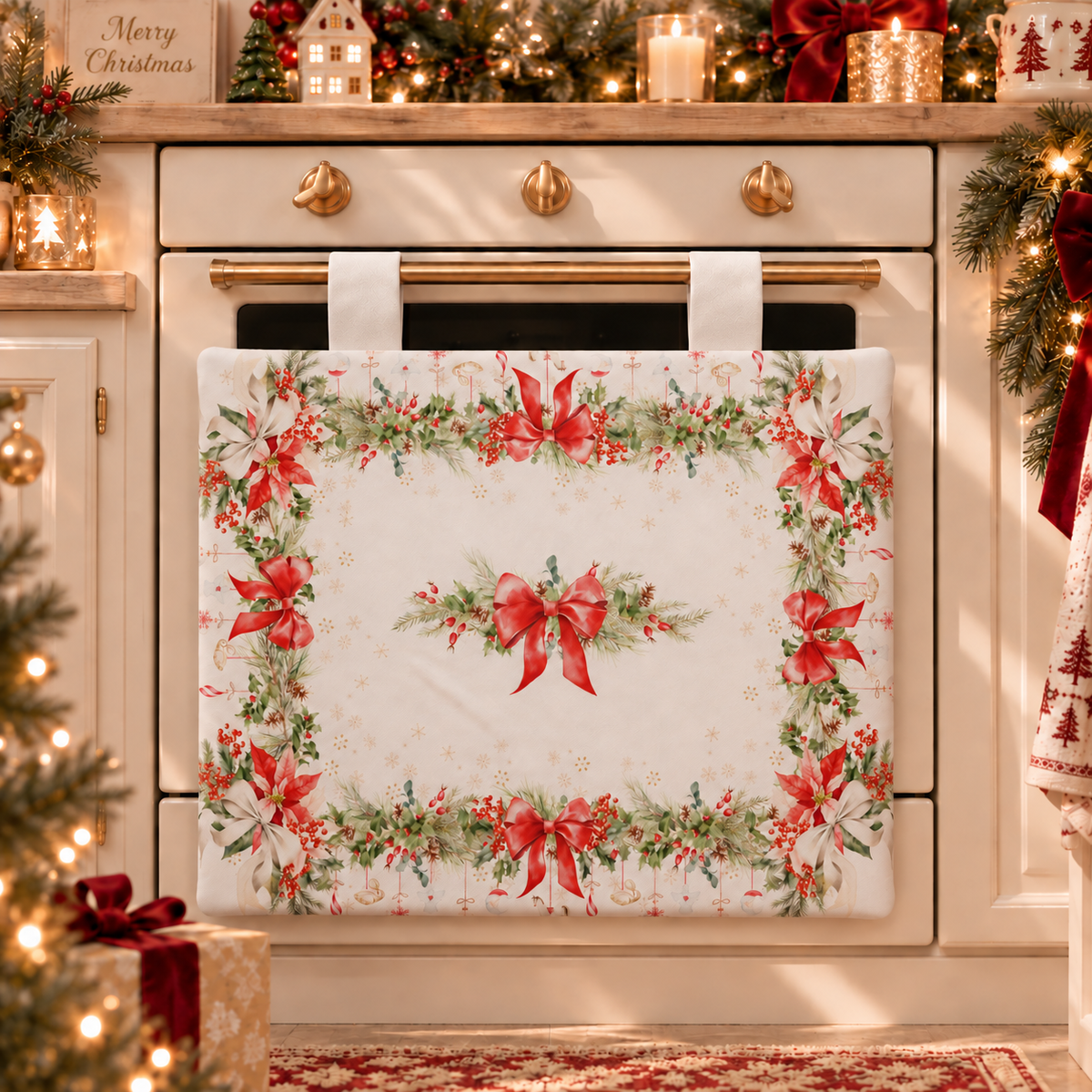 Copriforno Natalizio per Cucina in Stampa Digitale Ghirlanda Natale