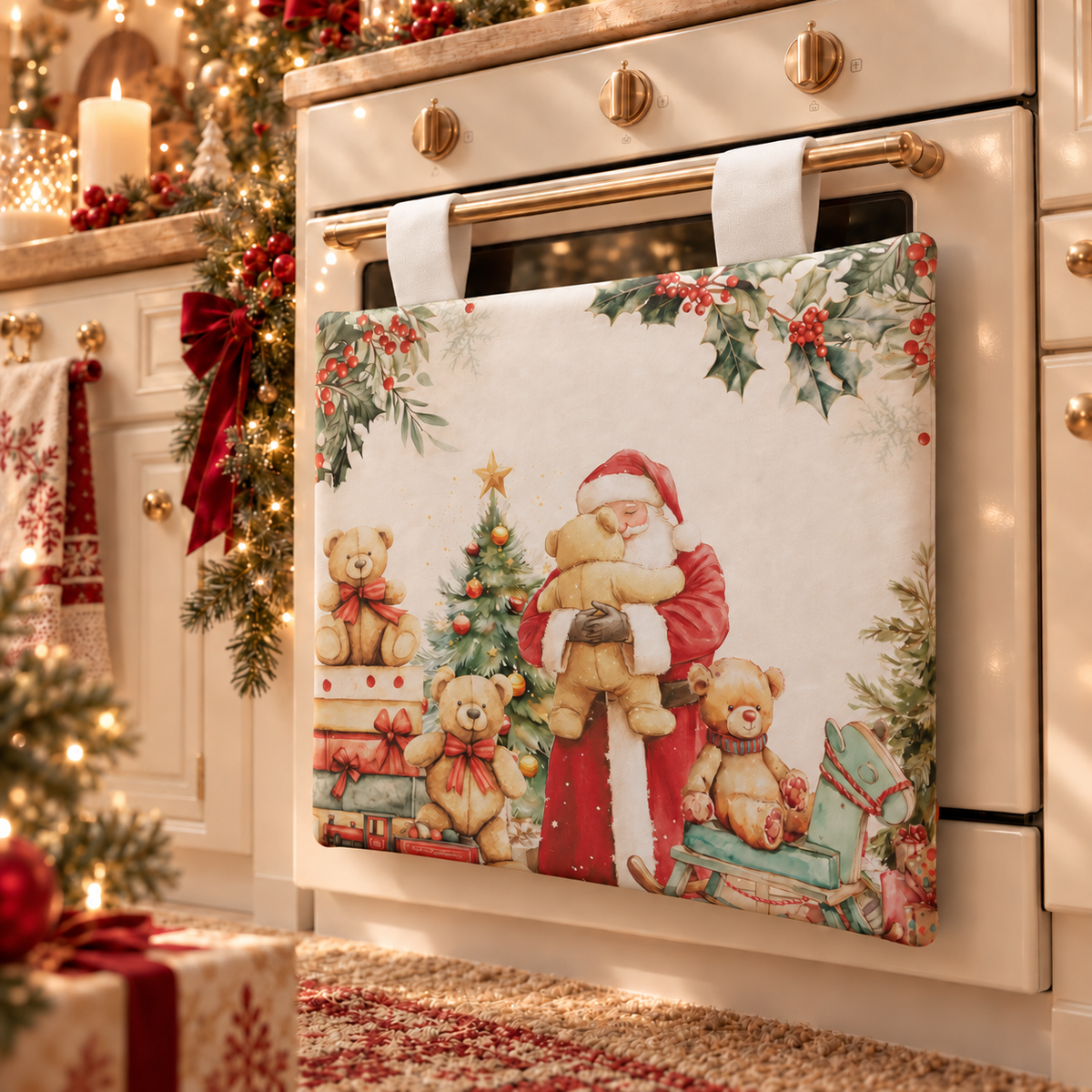 Housse de Four de Noël pour Cuisine en Impression Digitale Sweet Santa