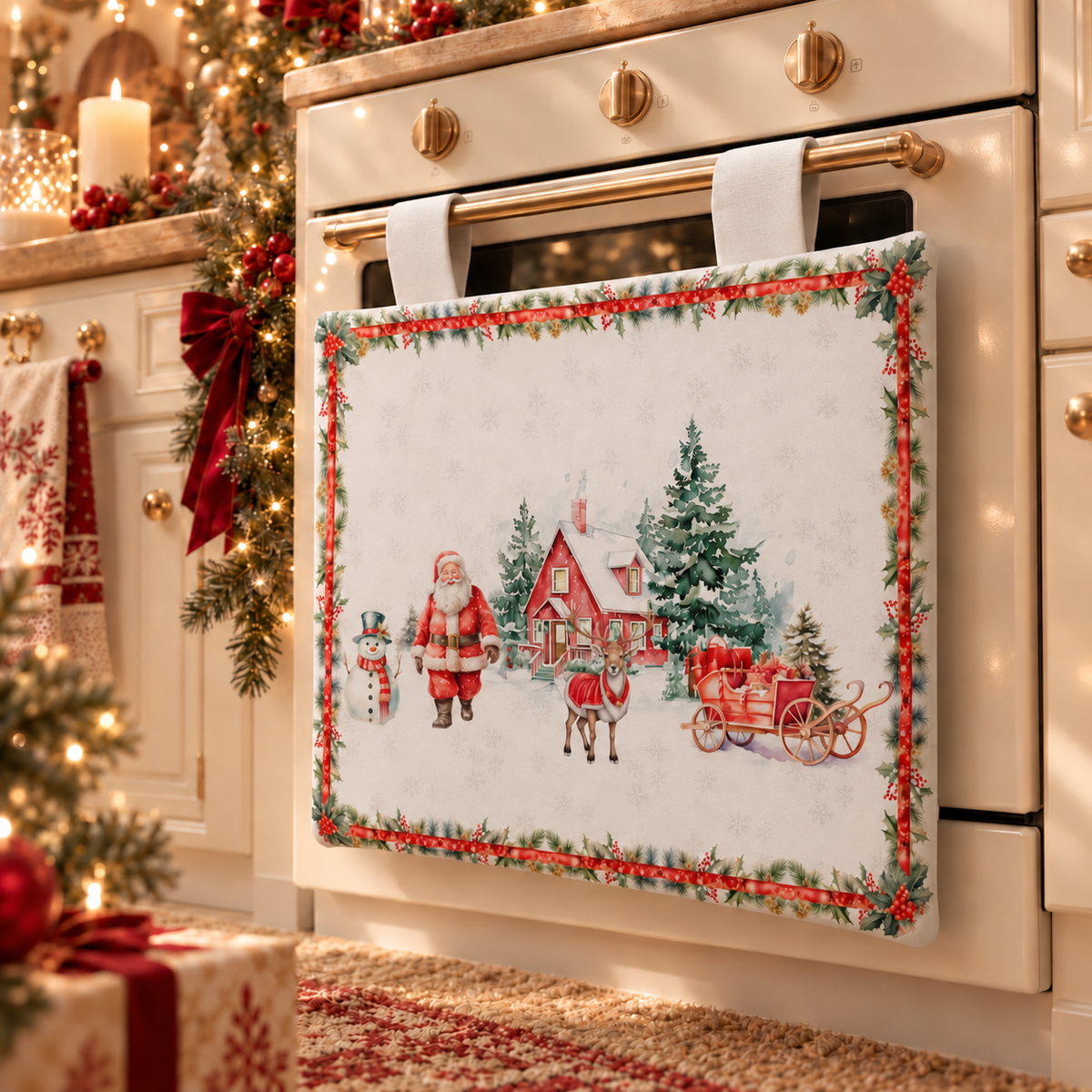 Copriforno Natalizio per Cucina in Stampa Digitale Xmas Santa's Land
