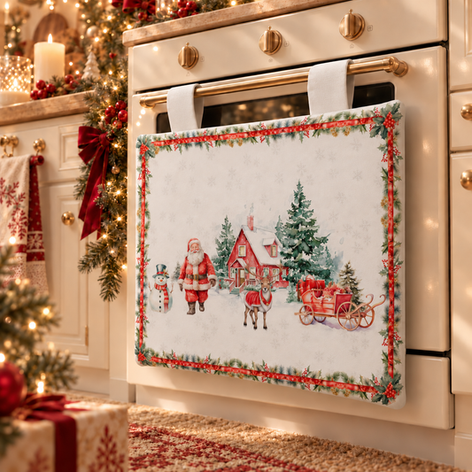 Housse de Four de Noël pour Cuisine en Impression Numérique Xmas Terre du Père Noël