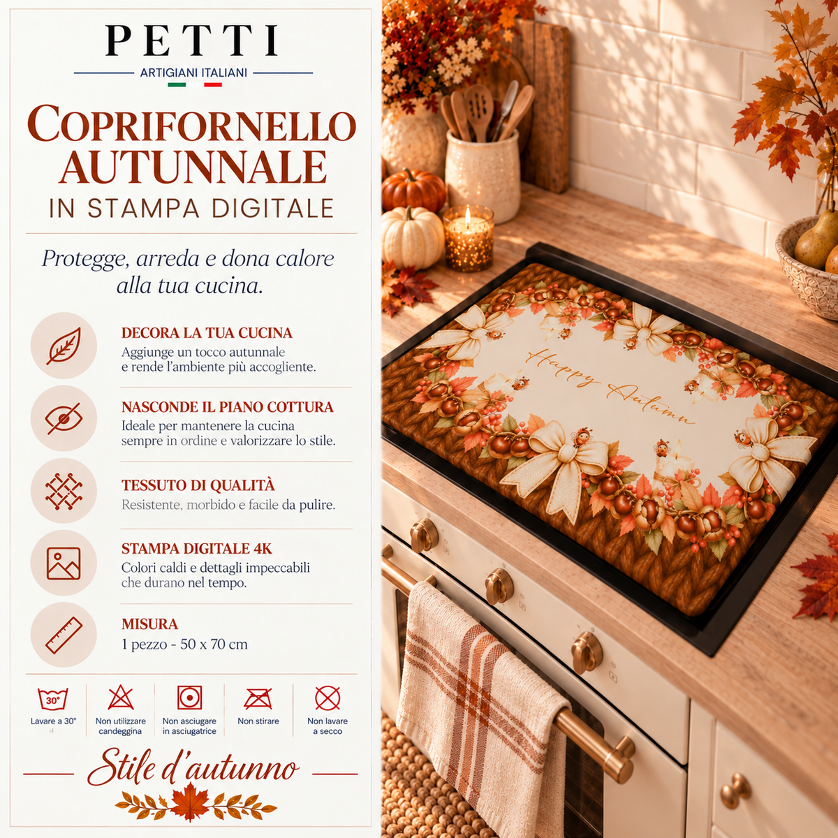 Coprifornello Coprifuochi Cucina in Stampa Digitale Castagne