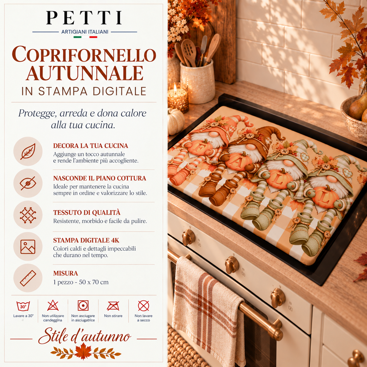 Coprifornello Coprifuochi Cucina in Stampa Digitale Gnomo Fall
