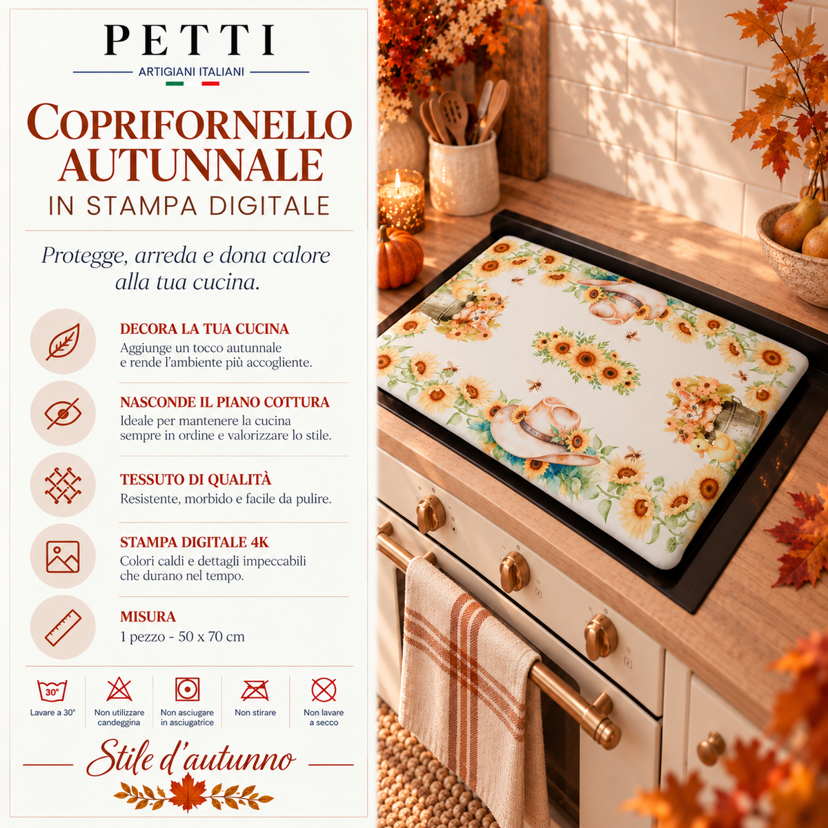 Coprifornello Coprifuochi Cucina in Stampa Digitale Sunflowers