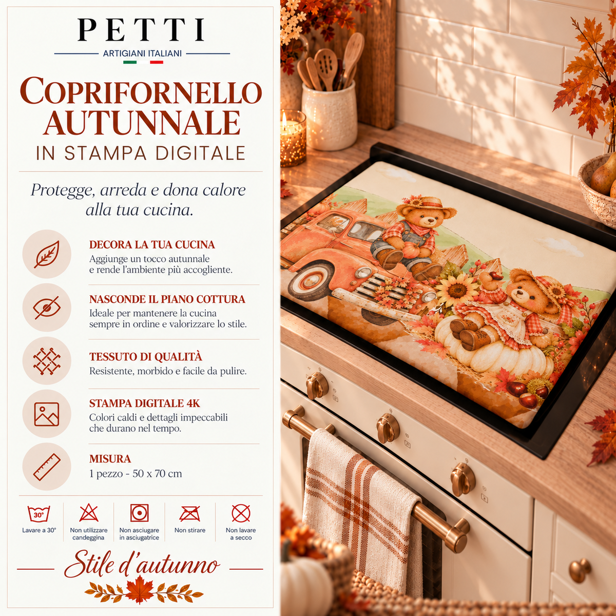 Coprifornello Coprifuochi Cucina in Stampa Digitale Farm Teddy
