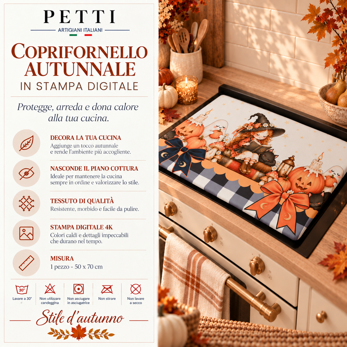 Coprifornello Coprifuochi Cucina in Stampa Digitale Witch