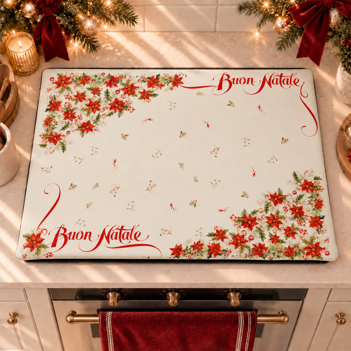 Housse de Plaque de Cuisson de Noël pour Cuisine en Impression Numérique Joyeux Noël