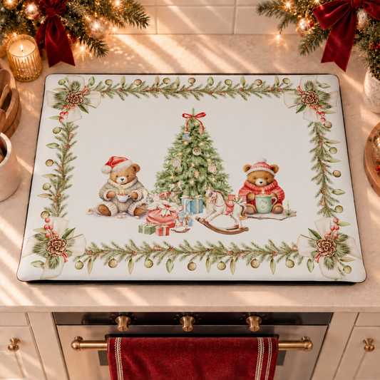 Housse de Cuisinière de Noël Housse de Feu Cuisine en Impression Numérique Xmas Bears