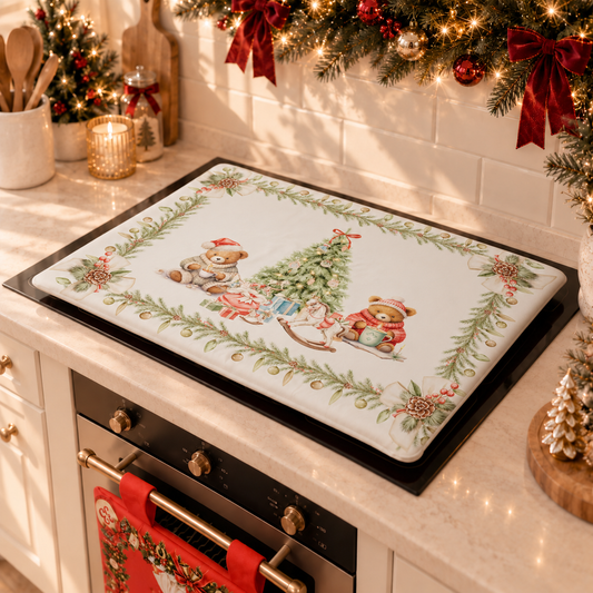 Housse de Cuisinière de Noël Housse de Feu Cuisine en Impression Numérique Xmas Bears