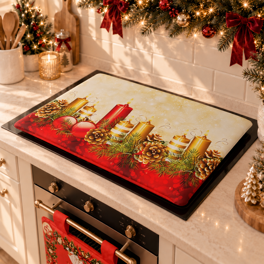 Housse de plaque de cuisson de Noël pour cuisine en impression numérique Bougies