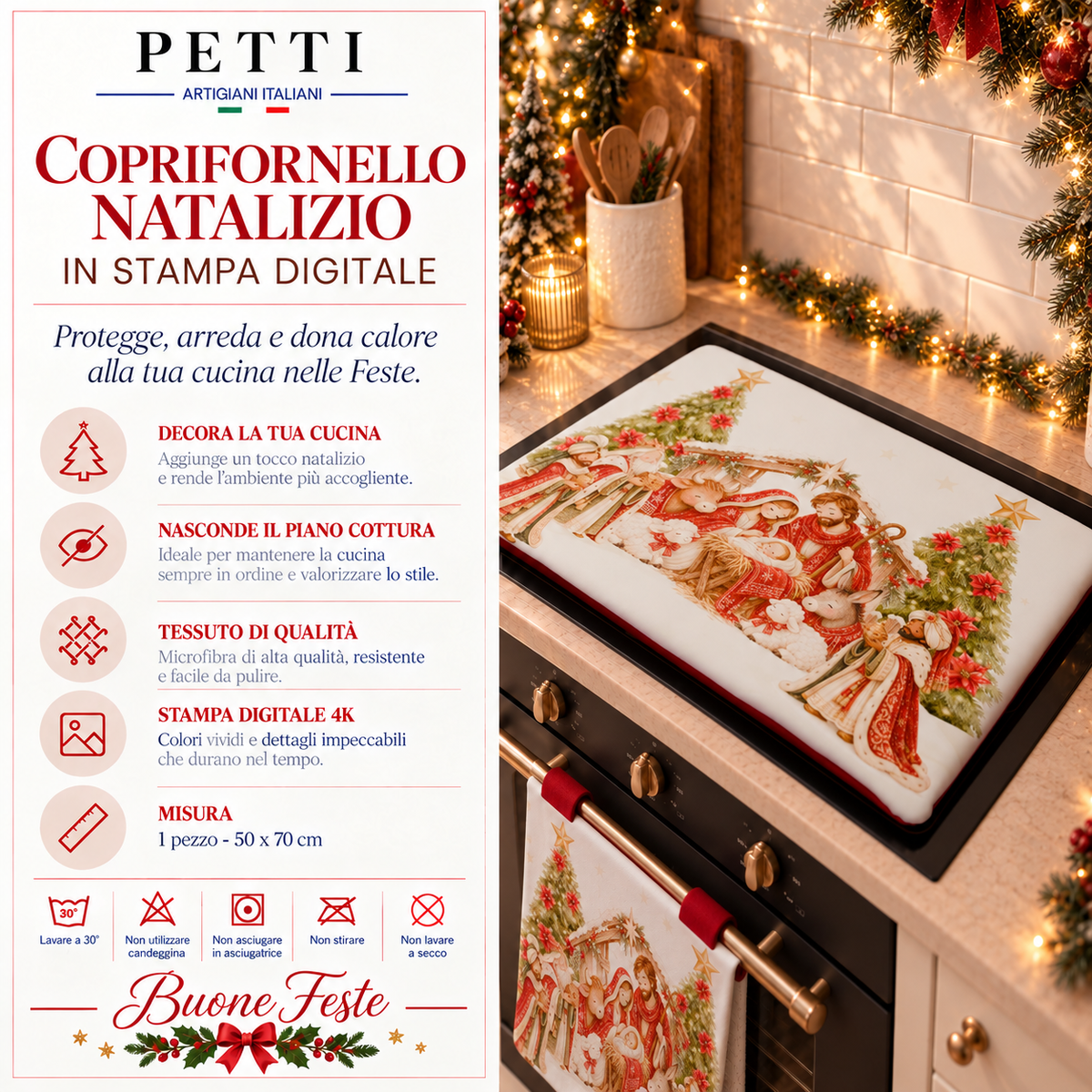 Coprifornello Natalizio Coprifuochi Cucina in Stampa Digitale Jesus 02