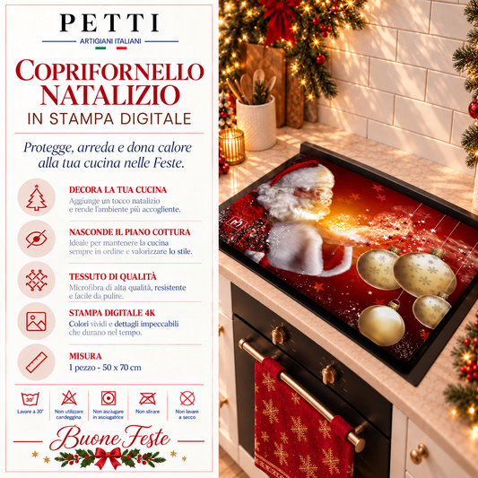 Coprifornello Natalizio Coprifuochi Cucina in Stampa Digitale Babbo Natale