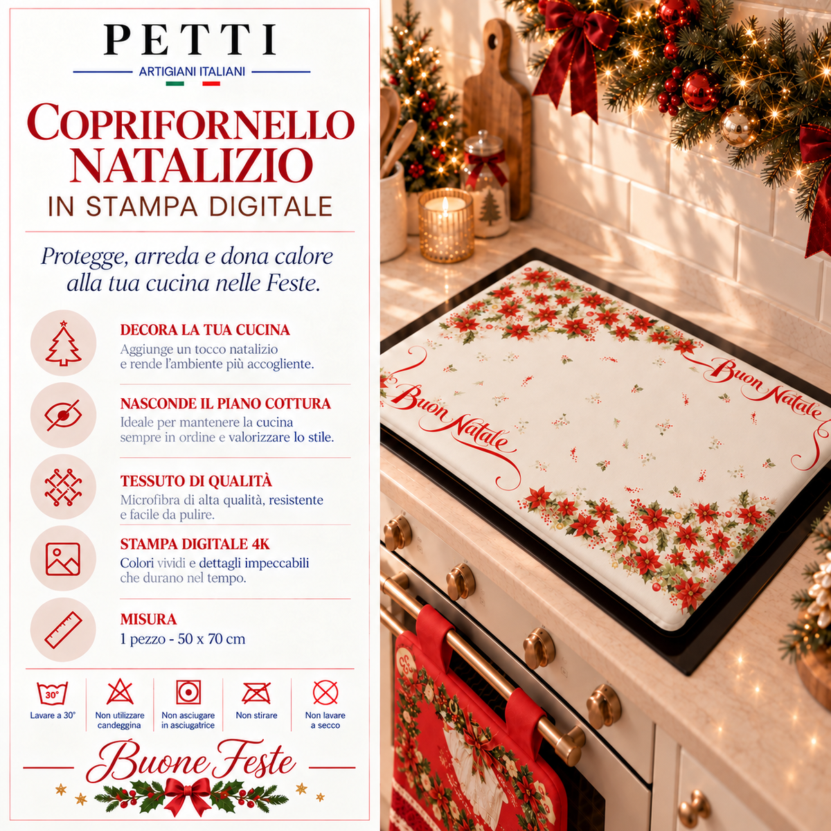 Housse de Plaque de Cuisson de Noël pour Cuisine en Impression Numérique Joyeux Noël