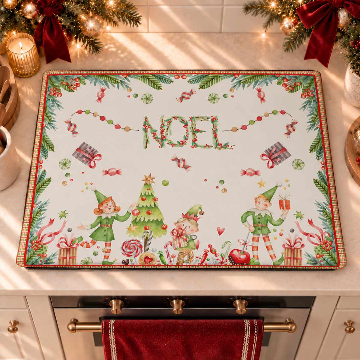 Coprifornello Natalizio Coprifuochi Cucina in Stampa Digitale Noel